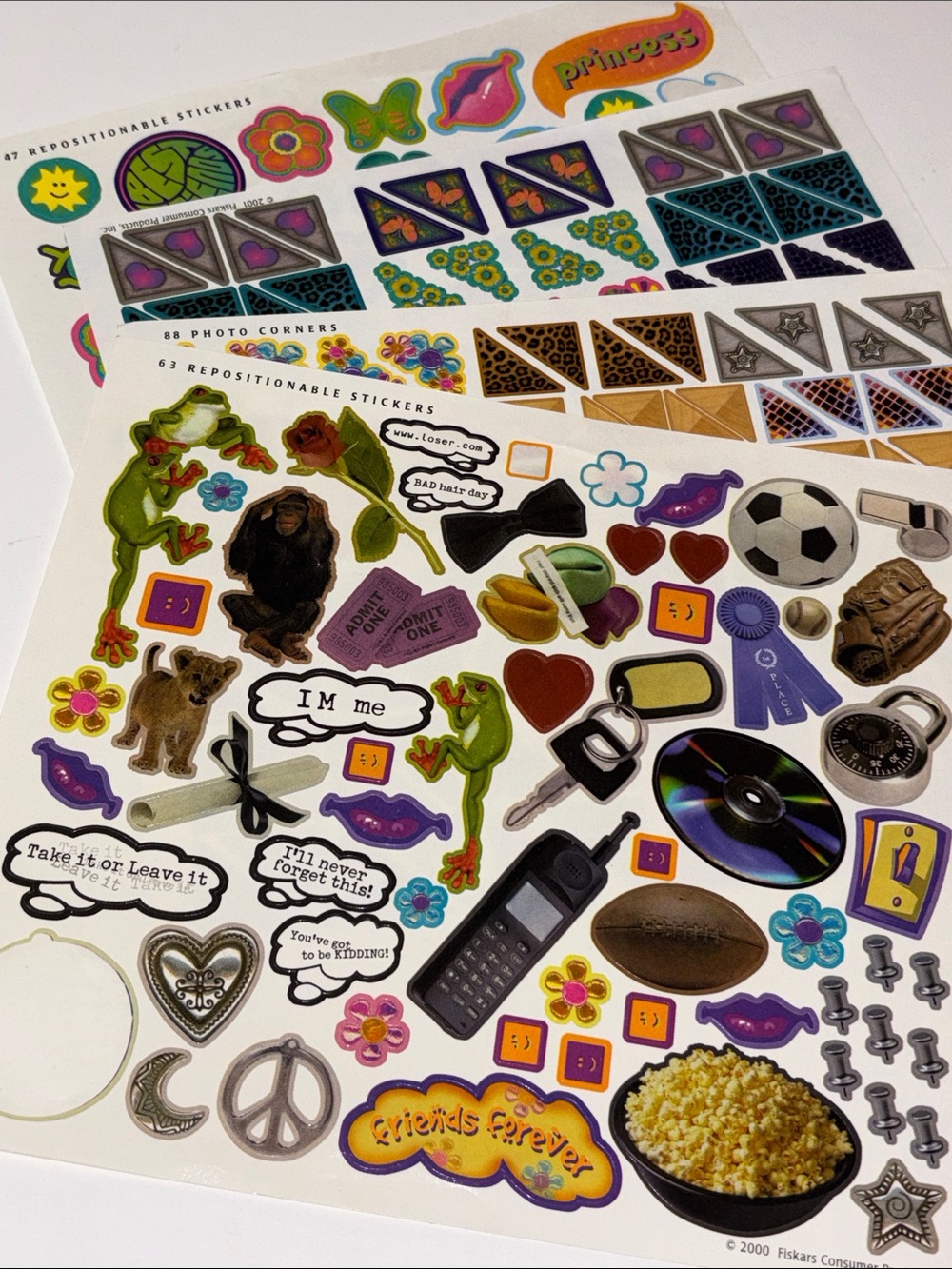 2000’s Stickers Y2K stickers High School Millennials 2000 Fiskers Sticker Sheets